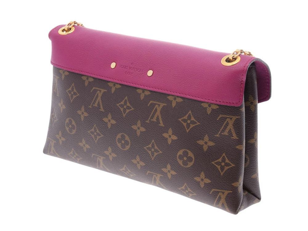 Louis Vuitton Pallas Chain Monogram Grape Bag Leather Shoulder Brown